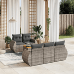 vidaXL Set Divano da Giardino 6 pz con Cuscini Grigio in Polyrattan