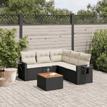 vidaXL Set Divano da Giardino 6 pz con Cuscini Nero in Polyrattan