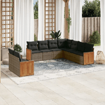 vidaXL Set Divano da Giardino 9 pz con Cuscini Grigio in Polyrattan