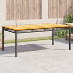 vidaXL Tavolo da Giardino Nero 180x90x75 cm Polyrattan e Legno Acacia