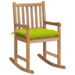 vidaXL Sedia a Dondolo con Cuscino Verde Brillante in Legno di Teak