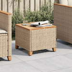 vidaXL Tavolo da Giardino Beige 45x45x37 cm Polyrattan e Legno Acacia