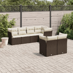 vidaXL Set Divani da Giardino 7 pz con Cuscini Marrone in Polyrattan