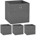 vidaXL Contenitori 4 pz in Tessuto non Tessuto 32x32x32 cm Grigio