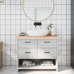 vidaXL Piano Bagno 100x40x6 cm in Legno Massello Non Trattato