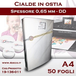 DD - A4 - CIALDA SPESSA PER TORTE / OSTIE EDIBILI - 50 Fogli - FORMATO A4