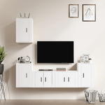 Set di Mobili Porta TV 5 pz Bianco in Legno ingegnerizzato