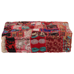 vidaXL Pouf Patchwork in Cotone Fatto a Mano Quadrato 50x50x12cm Rosso