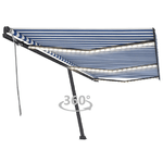 vidaXL Tenda da Sole Retrattile Manuale con LED 600x300cm Blu e Bianco