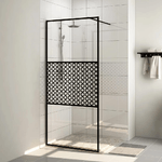 Parete per Doccia Walk-in Vetro Trasparente ESG 80x195 cm Nera