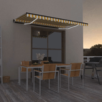 vidaXL Tenda da Sole Retrattile Manuale LED 450x300 cm Gialla e Bianca