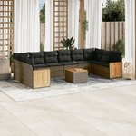 vidaXL Set Divani da Giardino 11 pz con Cuscini in Polyrattan Grigio