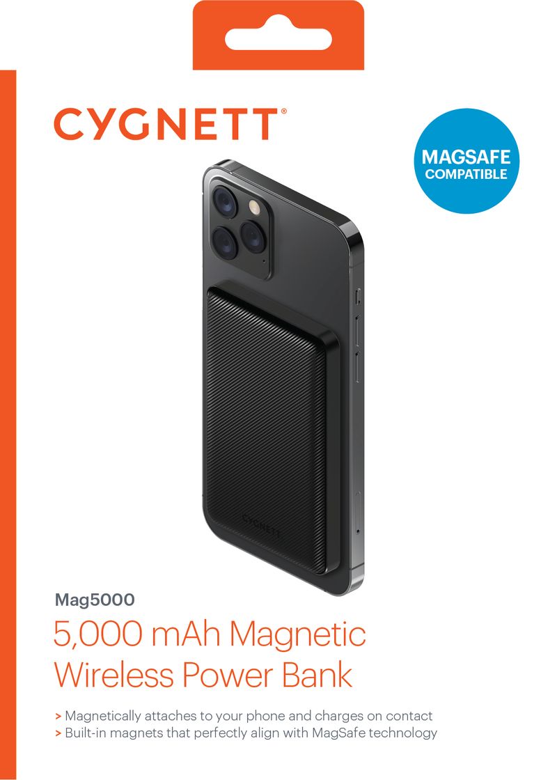 Cygnett-MAG5000-5000-mAh-Carica-wireless-Nero