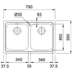 Franke-Logica-Line-LLX-620-Lavello-montato-su-piano-Rettangolare-Acciaio-inossidabile