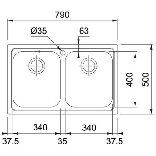 Franke-Logica-Line-LLX-620-Lavello-montato-su-piano-Rettangolare-Acciaio-inossidabile