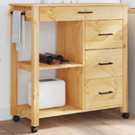 vidaXL Carrello da Cucina MONZA 84x40x90 cm in Legno Massello di Pino