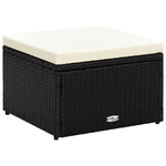 vidaXL Poggiapiedi Ottomana in Polyrattan 53x53x30 cm Nero