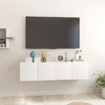 vidaXL Mobili Porta TV Sospesi 2 pz Bianco Lucido 60x30x30cm