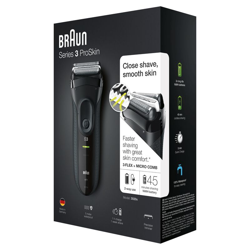 Braun-Series-3-ProSkin-3020s-Rasoio-Elettrico-Nero---Rasoio-Elettrico-Ricaricabile