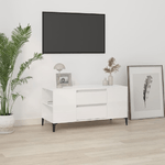 Mobile Porta TV Bianco Lucido 102x44,5x50 cm Legno ingegnerizzato