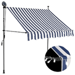 vidaXL Tenda da Sole Retrattile Manuale con LED 200 cm Blu e Bianca