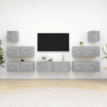 vidaXL Set Porta TV 7 pz Grigio Cemento in Truciolato