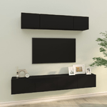 vidaXL Set Mobili Porta TV 4 pz Nero in Legno ingegnerizzato