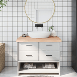 vidaXL Piano Bagno 100x60x6 cm in Legno Massello Non Trattato