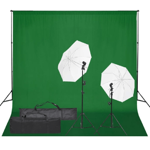 Kit per Studio Fotografico con Set di Luci e Fondale
