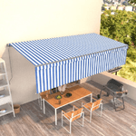 vidaXL Tenda Sole Retrattile Manuale con Parasole 6x3m Blu e Bianc6