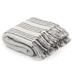 vidaXL Copriletto in Cotone a Righe 125x150 cm Grigio e Bianco