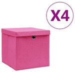 vidaXL Contenitori con Coperchi 4 pz 28x28x28 cm Rosa