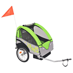 vidaXL Rimorchio da Bici per Bambini Grigio e Verde 30 kg