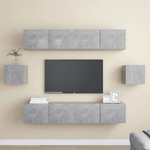 vidaXL  Set Porta TV 6 pz Grigio Cemento in Truciolato