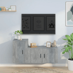 Set di Mobili Porta TV 2 pz Grigio Cemento in Legno ingegnerizzato