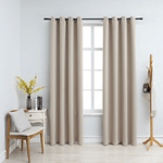 Tende Oscuranti con Anelli in Metallo 2 pz Beige 140x245 cm