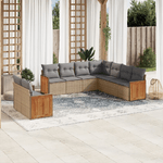 vidaXL Set Divano da Giardino 9 pz con Cuscini Beige in Polyrattan