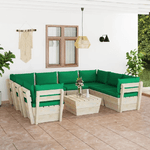 vidaXL Set Divani da Giardino su Pallet 9 pz con Cuscini Legno Abete