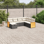 vidaXL Set Divani da Giardino con Cuscini 7pz Nero Polyrattan