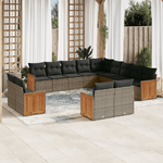 vidaXL Set Divani da Giardino 13 pz con Cuscini Grigio in Polyrattan