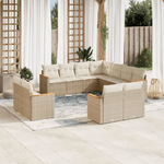 vidaXL Set Divani da Giardino 11 pz con Cuscini Beige in Polyrattan