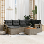 vidaXL Set Divani da Giardino 7 pz con Cuscini Grigio in Polyrattan