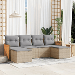 vidaXL Set Divano da Giardino 6 pz con Cuscini Beige in Polyrattan