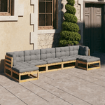 vidaXL Set Divani da Giardino 7 pz con Cuscini Legno Massello di Pino