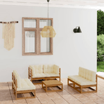 vidaXL Set Divani da Giardino 7 pz con Cuscini Legno Massello di Pino