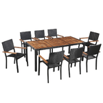 Set da Pranzo da Giardino 9 pz in Polyrattan e Acacia Nero