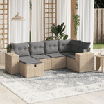 VidaXL Set Divano da Giardino 6 pz con Cuscini Beige Misto Polyrattan