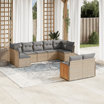 vidaXL Set Divano da Giardino 9 pz con Cuscini Beige in Polyrattan