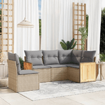 vidaXL Set Divano da Giardino 5 pz con Cuscini Beige in Polyrattan