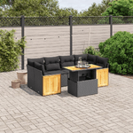 vidaXL Set Divani da Giardino con Cuscini 7pz Nero Polyrattan